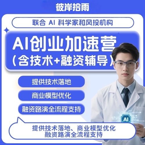 AI 创业加速营（含技术+融资辅导） 联合 AI 科学家和风投机构，提供技术落地、商业模型优化、融资路演全流程支持
