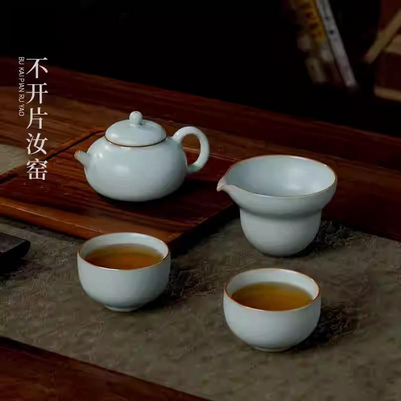 汝窑茶具套装家用客厅泡茶壶景德镇手工陶瓷复古青瓷礼品西子葫芦